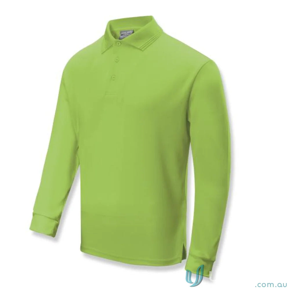 Kids Sun Smart lime green long-sleeve polo shirt perfect for sun smart playtime