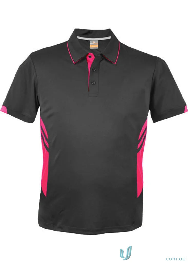 Kids Tasman Polo in black and pink for stylish kids tasman casual wear