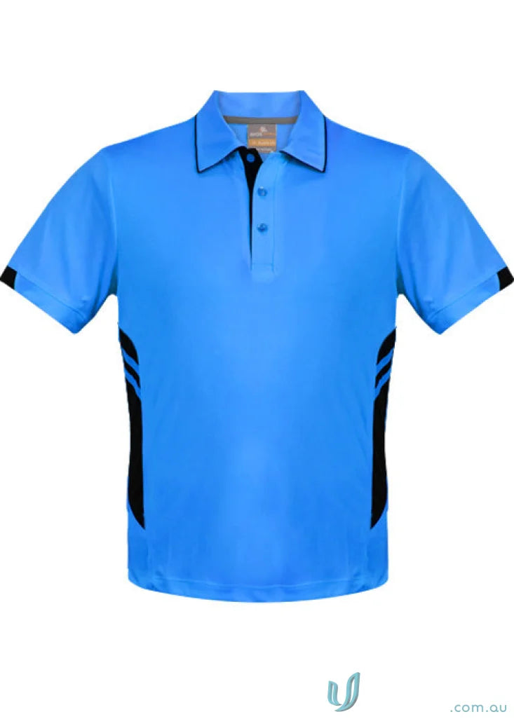 Kids Tasman Polo in blue and black, perfect for kids Tasman style polo shirts