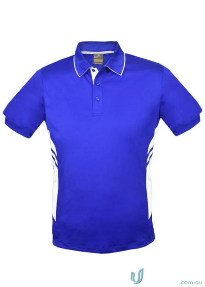 Kids Tasman Polo in blue and white, perfect for kids Tasman style polo shirts
