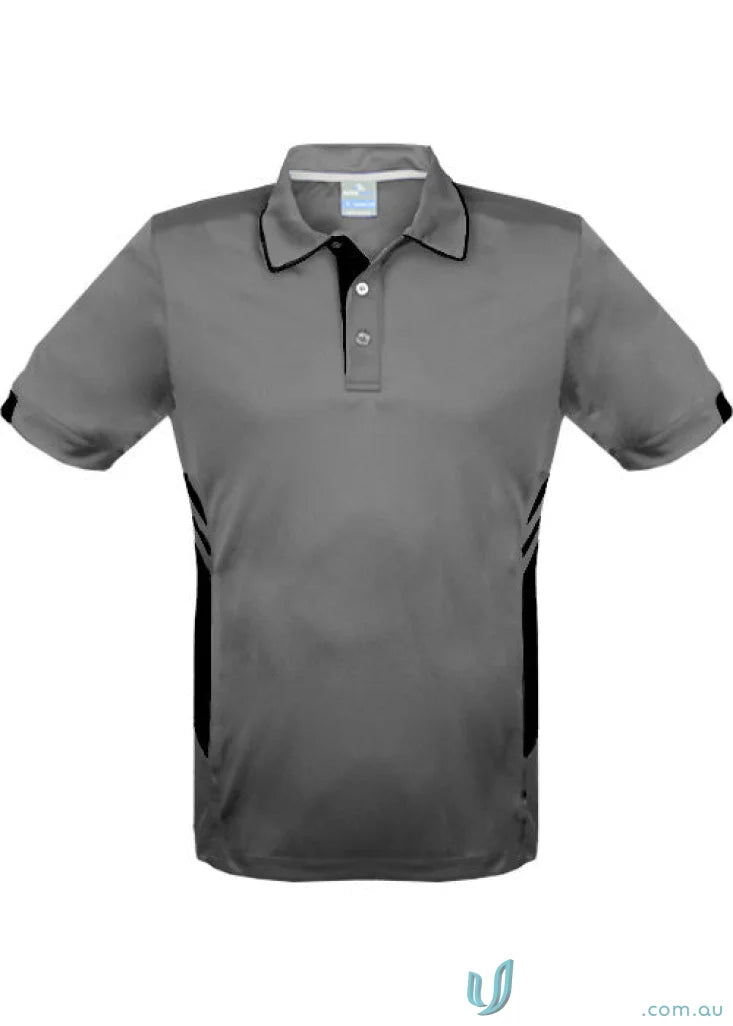 Kids Tasman Polo in gray and black, perfect for casual wear
