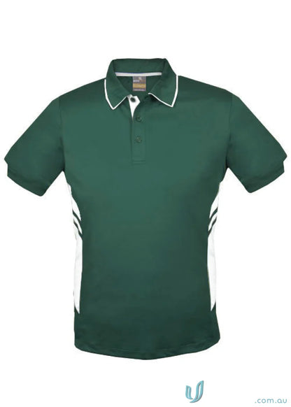 Kids Tasman Polo green and white polo shirt for boys and girls
