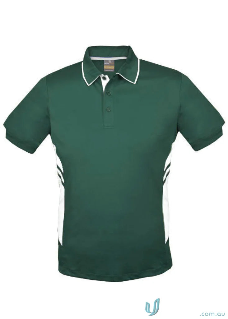 Kids Tasman Polo green and white polo shirt for boys and girls