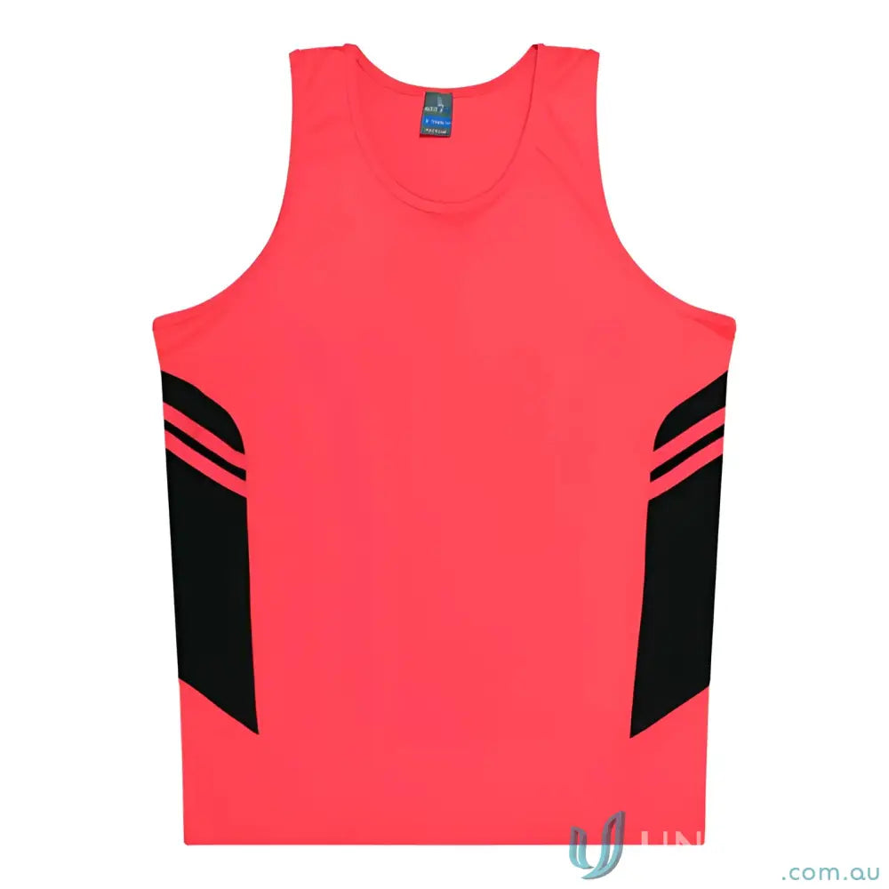 Kids Tasman Singlet red and black athletic tank top made of comfy fabric for uniforms or workwear