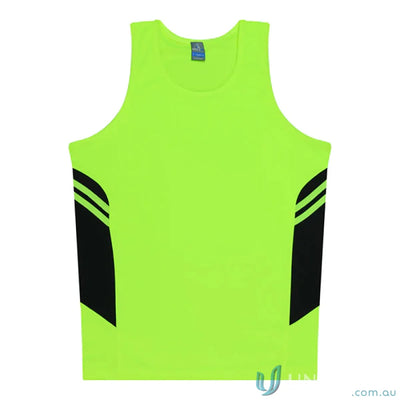 Aussie Pacific 3111 Kids Thames Singlet in Fluoro Yellow/Black