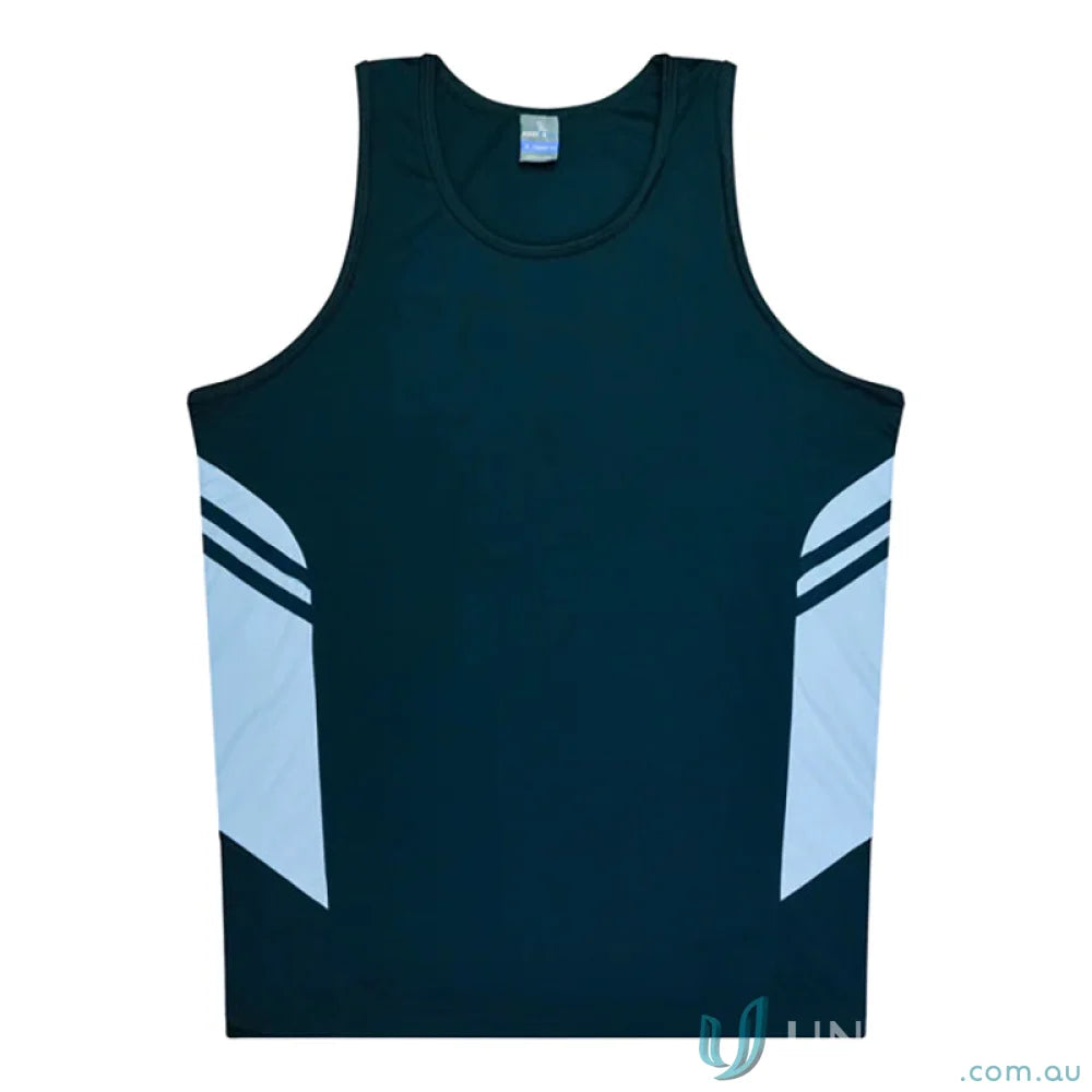 Kids Tasman Singlet sleeveless athletic shirt made from durable fabric, perfect for uniforms or workwear