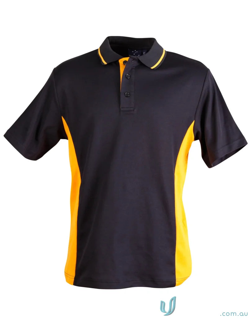 Kids Team Mate Polo ps73k short-sleeved black and orange striped collar shirt