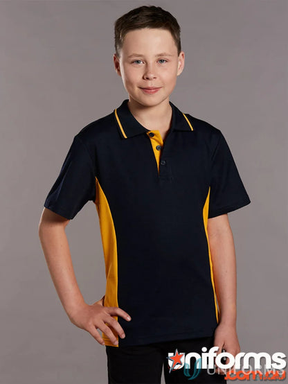Kids Team Mate PS73K Teammate Polo in navy blue and gold for boys