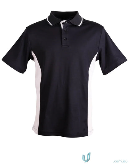 Kids Team Mate PS73K Teammate Polo with black and white side panels and trim