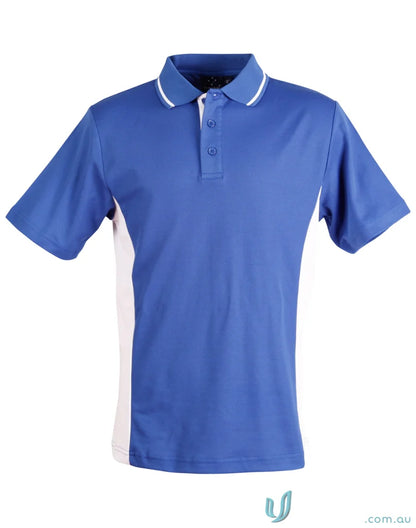 Kids Team Mate Polo in royal blue with white side panels and trim, PS73K style