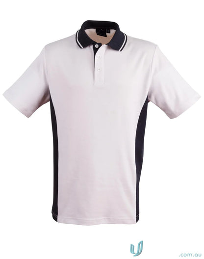 Kids Team Mate Polo ps73k with black side panels and striped collar for boys