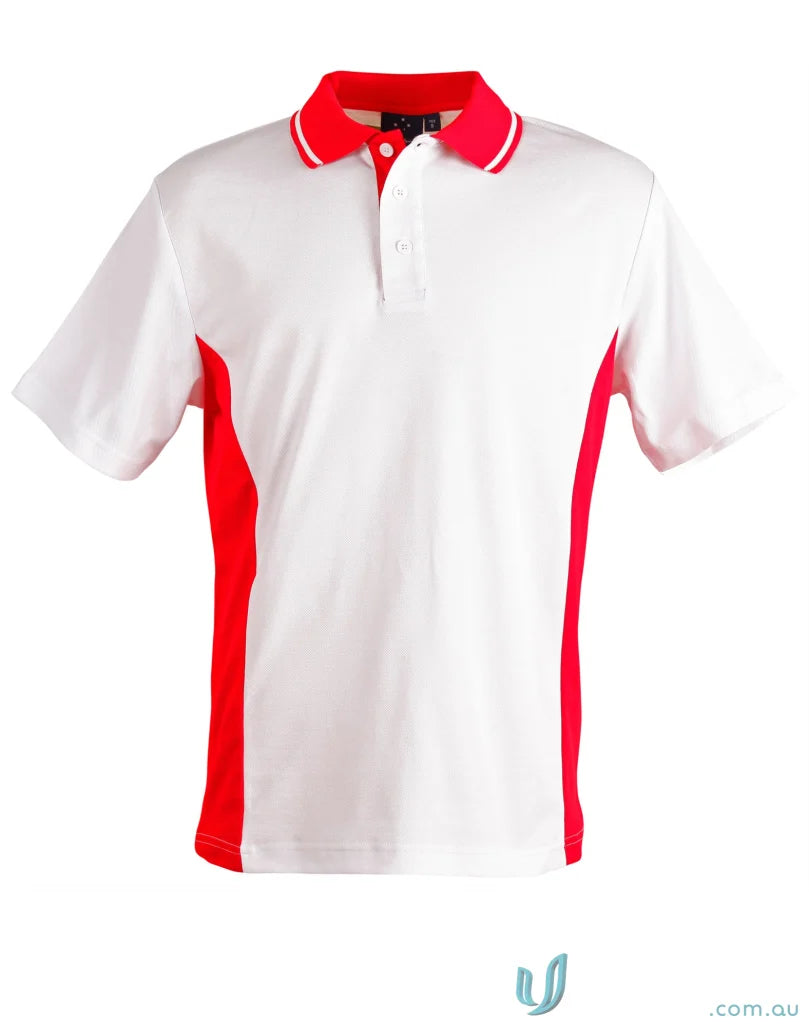 Kids Team Mate Polo ps73k with white and red design, perfect for kids’ style