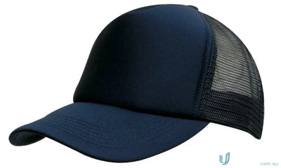 Kids Trucker Cap in dark blue with mesh back, perfect for uniforms or casual workwear