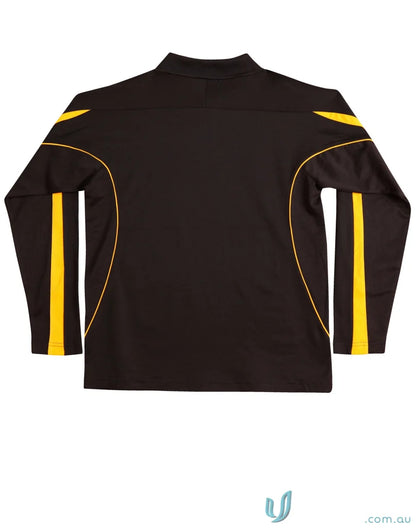 Kids TrueDry Legend LS Polo black and gold long sleeve shirt for fashion long sleeve style