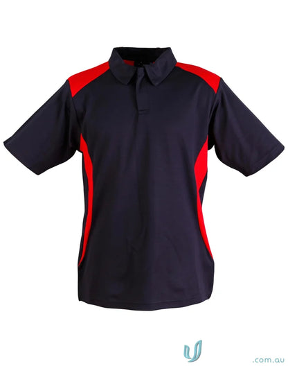 Kids TrueDry Winner contrast short sleeve polo shirt in navy blue with red accents