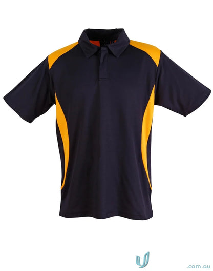 Kids TrueDry Winner contrast short sleeve polo with dark blue and yellow side accents