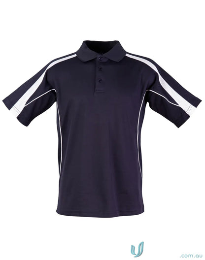 Kids TrueDry Winner navy blue contrast short sleeve polo with white shoulder panels