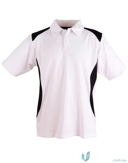 Kids TrueDry Winner contrast short sleeve polo with black side panels and shoulder accents