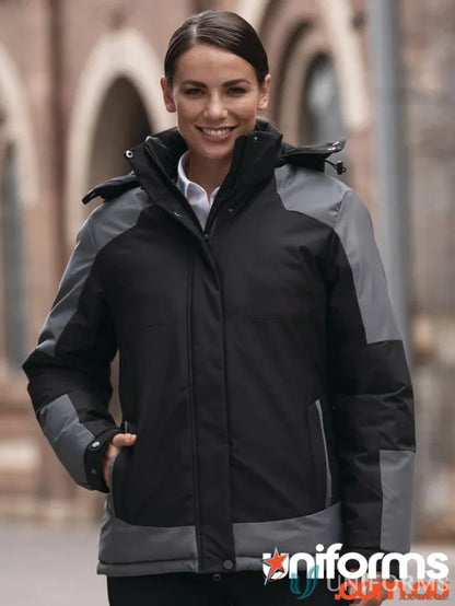 Black and gray Kingston Lady Jacket with taffeta lining to stay warm in winter