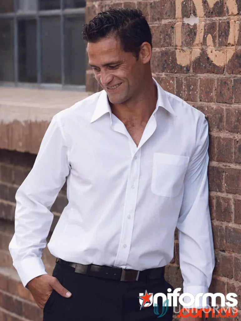White long-sleeved dress shirt from Kingswood LS Shirt collection, perfect for uniforms
