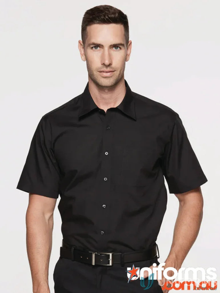 Black short-sleeved Kingswood SS Shirt perfect for uniforms and workwear style