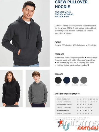 Krue Hoodie crew pullover hoodie from sw760m Biz Collection with modern fit