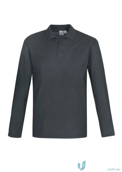 Krue LS Polo gray long-sleeved men’s crew long with twin needle sleeve details