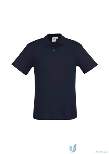 Navy blue Krue Polo short sleeve polo with durable top-stitched armholes and twin needle sleeve