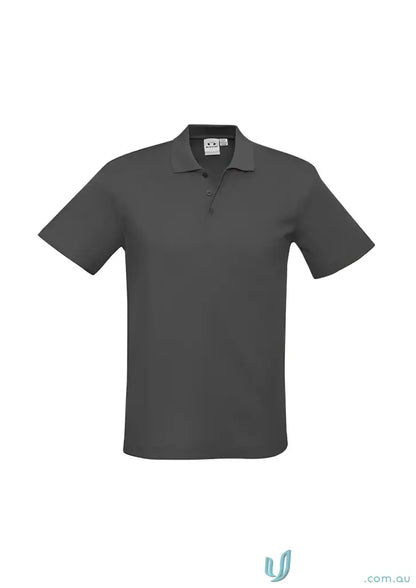 Gray short sleeve polo shirt with durable top-stitched armholes and twin needle sleeve for Krue Polo