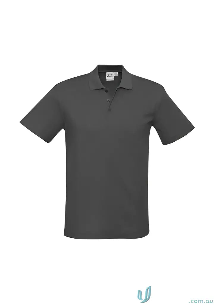 Gray short sleeve polo shirt with durable top-stitched armholes and twin needle sleeve for Krue Polo