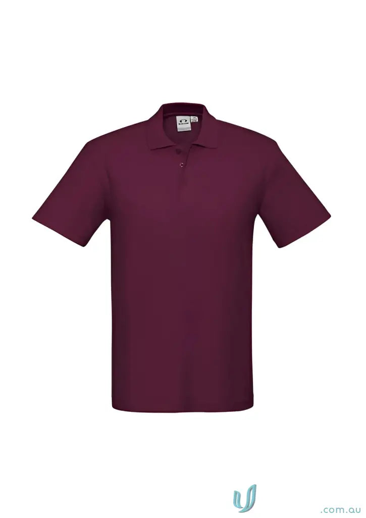 Maroon short sleeve polo shirt with durable top-stitched armholes and twin needle sleeve detail in Krue Polo