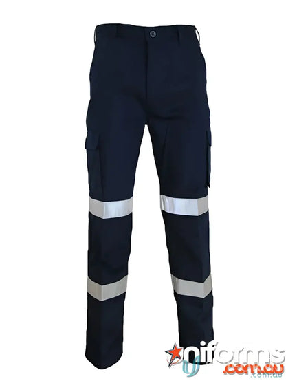 Navy blue L/W CTN Biomotion Taped Pants with reflective stripes for safety