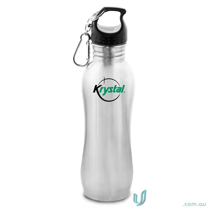 Silver Water Bottle with Black Cap - Jolla 700ml Stainless Steel Water Bottle