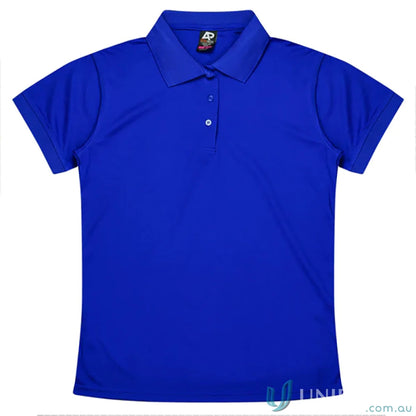 Women’s royal blue Lachlan Lady Polo shirt with knitted collar, honeycomb knit, perfect for uniforms