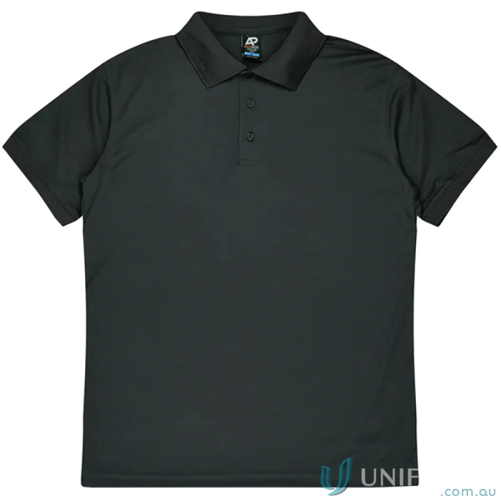 Lachlan Polo dark gray short-sleeved knitted collar honeycomb knit polo shirt