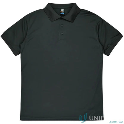 Lachlan Polo dark gray short-sleeved knitted collar honeycomb knit polo shirt