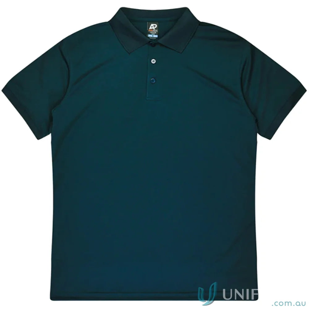 Lachlan Polo dark teal short-sleeve knitted collar honeycomb knit polo shirt