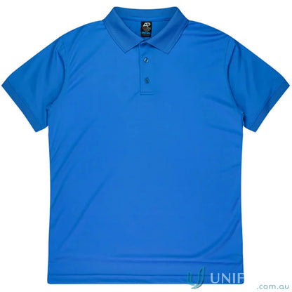 Lachlan Polo with knitted collar and honeycomb knit in royal blue short-sleeve style