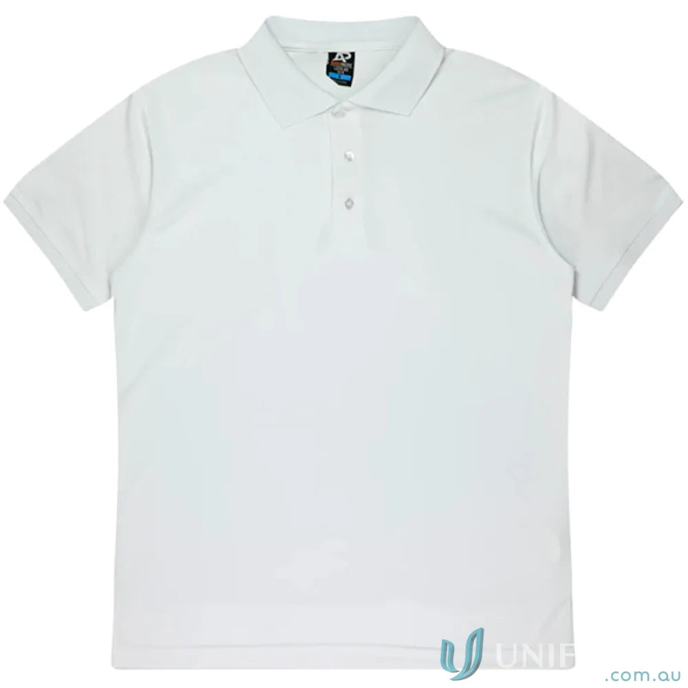 Lachlan Polo white short-sleeved shirt with knitted collar and honeycomb knit