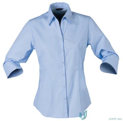Light blue ladies 3qtr nano shirt perfect for uniforms and workwear