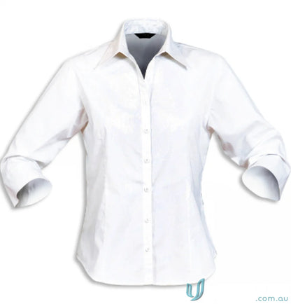 Ladies white button-down shirt perfect for uniforms and workwear outfits