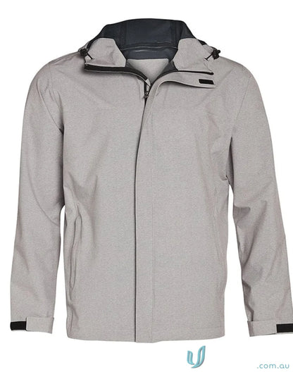 Ladies Absolute Waterproof Performance Jacket in light grey with dark grey collar and black cuffs