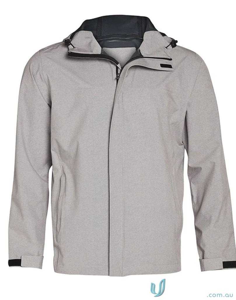Ladies Absolute Waterproof Performance Jacket in light grey with dark grey collar and black cuffs