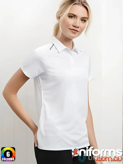 White short-sleeved polo shirt from Ladies Academy Polo Biz Collection Ladies p012ls