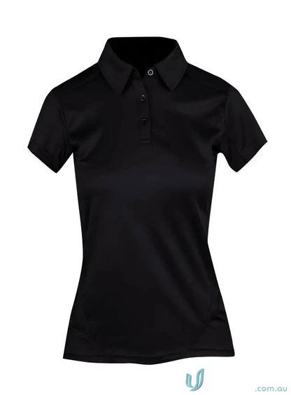 Black short-sleeved ladies accelerator polo shirt from the Ladies Accelerator Polo collection