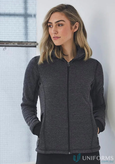 Gray zippered fleece jacket from Ladies Acland Jacket collection, perfect for hands warm and practical design