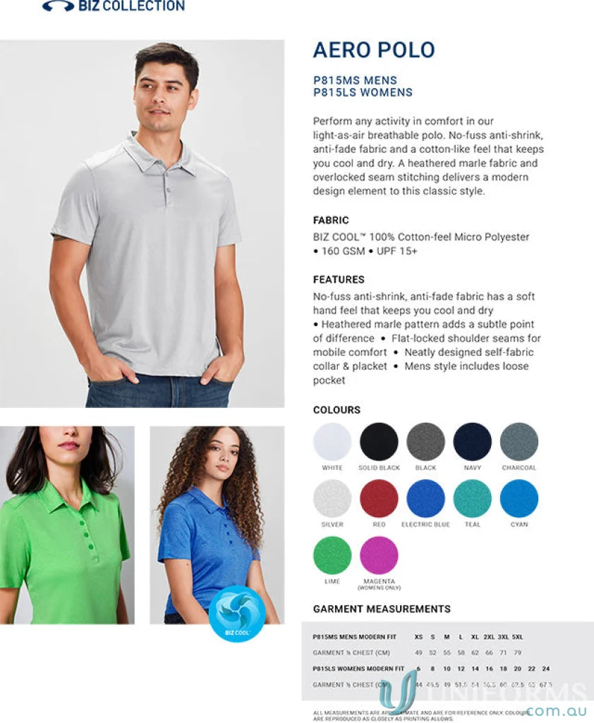 Ladies Aero Polo product details from Biz Collection Ladies p815ls ladies aero polo shirt