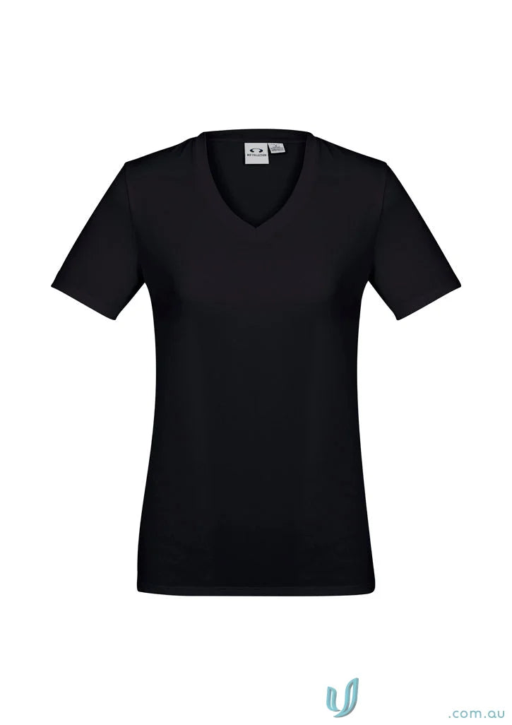 Ladies Aero Tee black V-neck shirt perfect for Biz Collection Ladies quality work uniforms