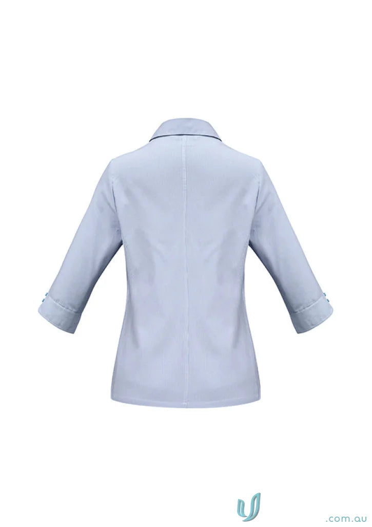 Light blue Ladies Ambassador 3Q shirt with three-quarter sleeves and button cuffs for collection ladies ambassador s29521 biz