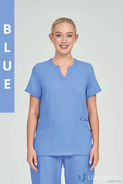 Blue Ladies Anna Scrub Top with princess seams and a shaped silhouette for subtle shaping
